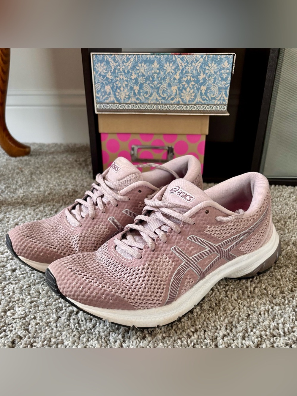 ASICS Women's Dusty Pink Mesh Running Sneakers